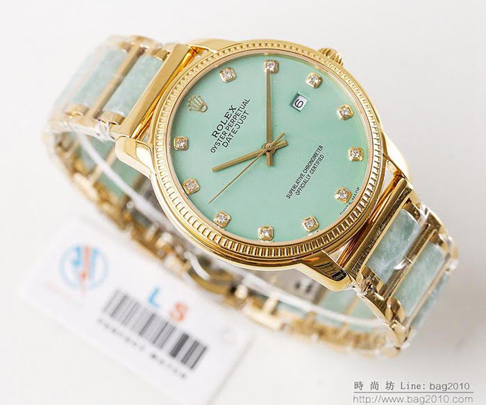 ROLEX勞力士 新品 日本進口瑞士金機芯 走時精准 防水性強 真玉翡翠 高端大氣 男士腕表  wssb4224